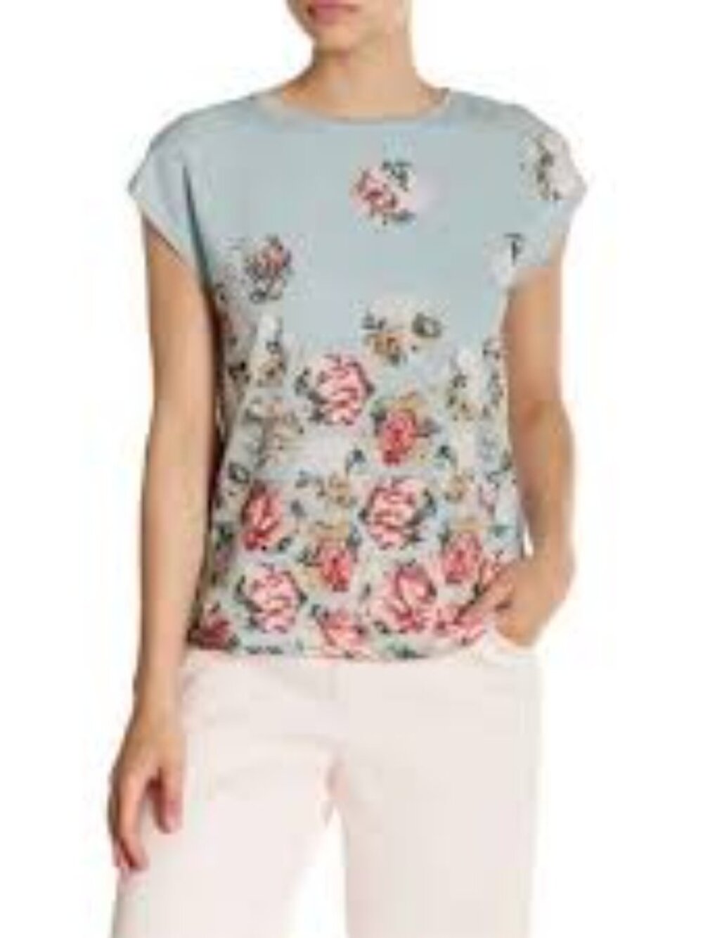 Ted Baker Soma Hexagonal Patchwork Rose Floral Print Blouse Top Shirt Size 5/XL